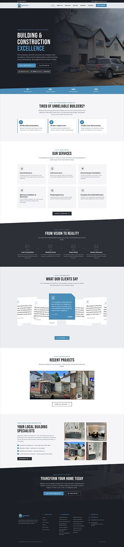 AKB Construction redesigned website