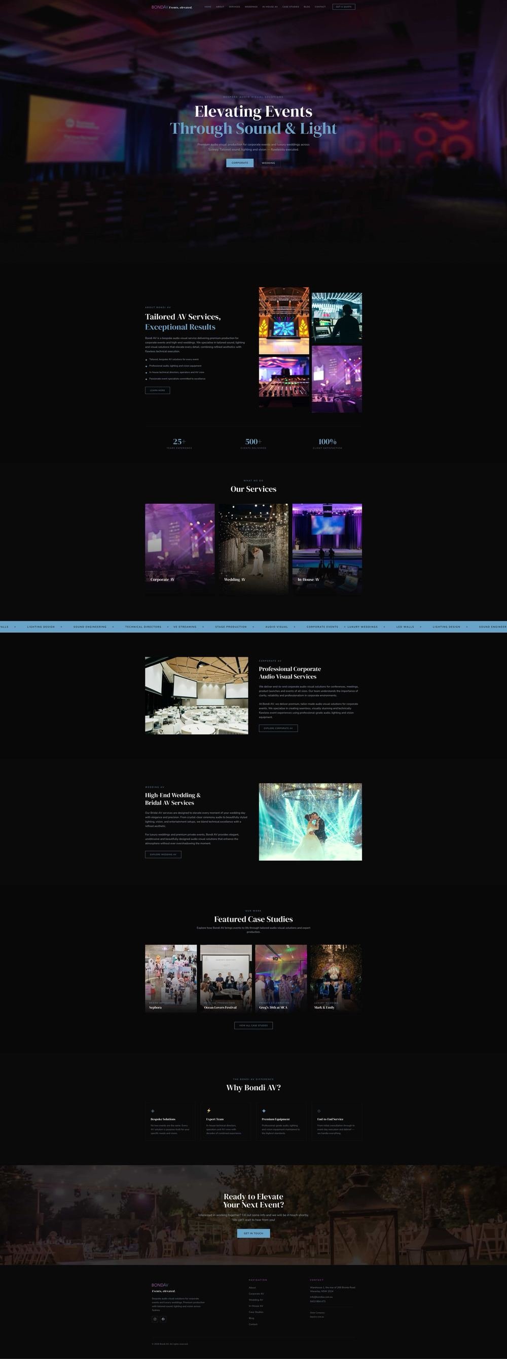Bondi AV redesigned website