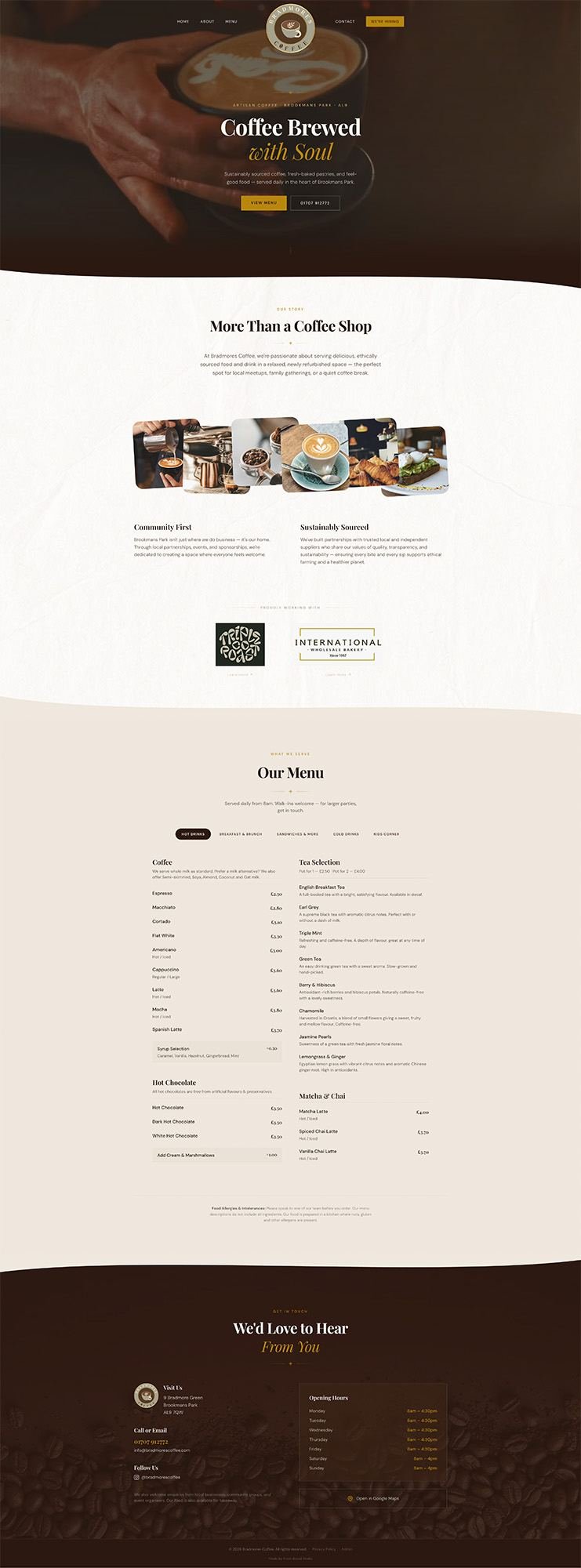 Bradmore's Coffee redesigned website