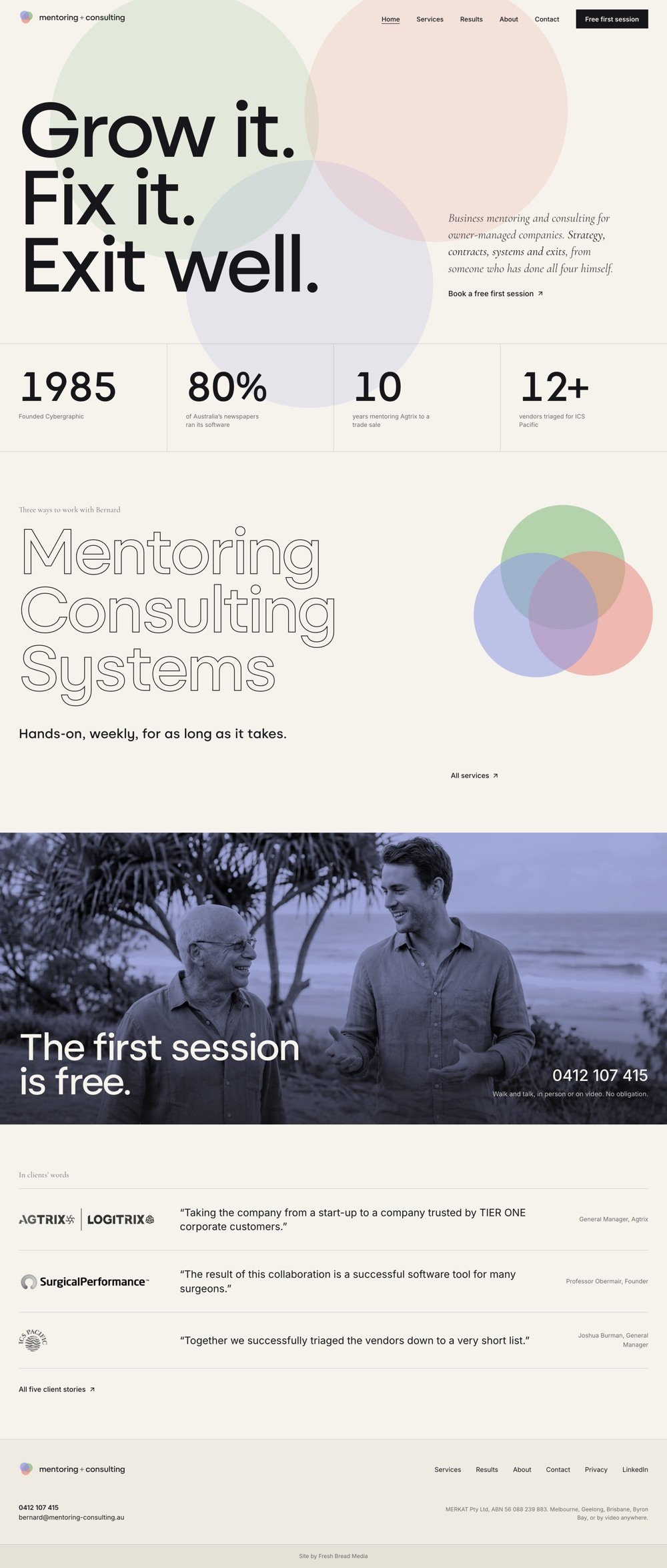 Mentoring & Consulting redesigned website