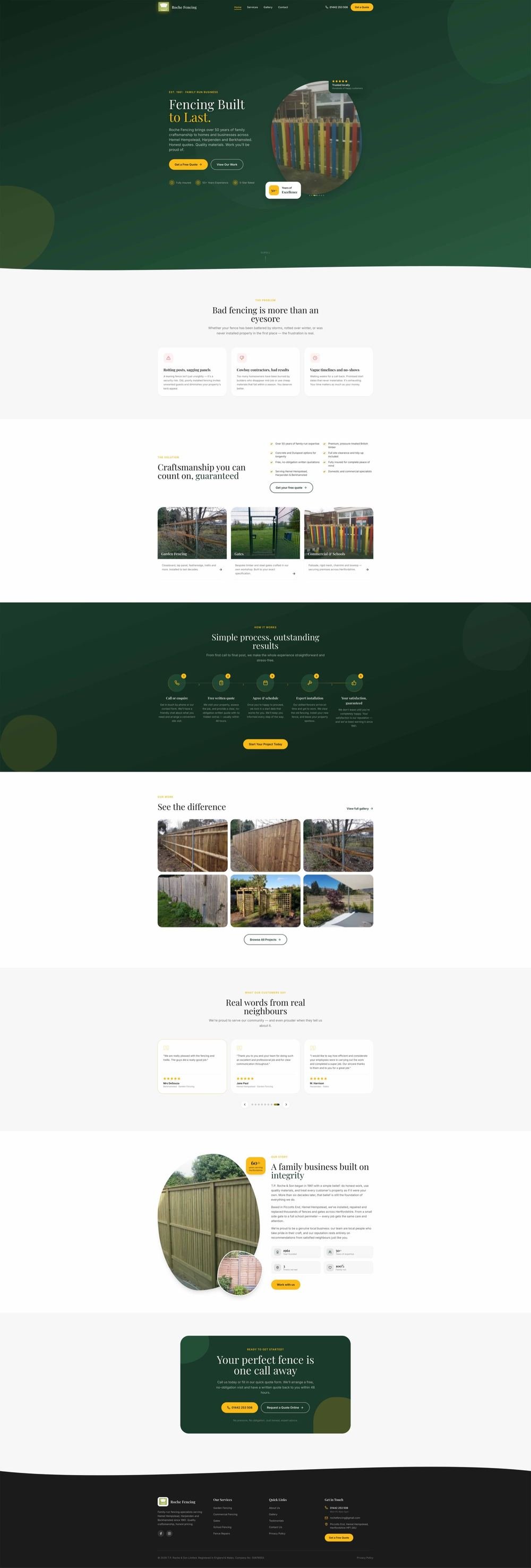 Roche Fencing redesigned website