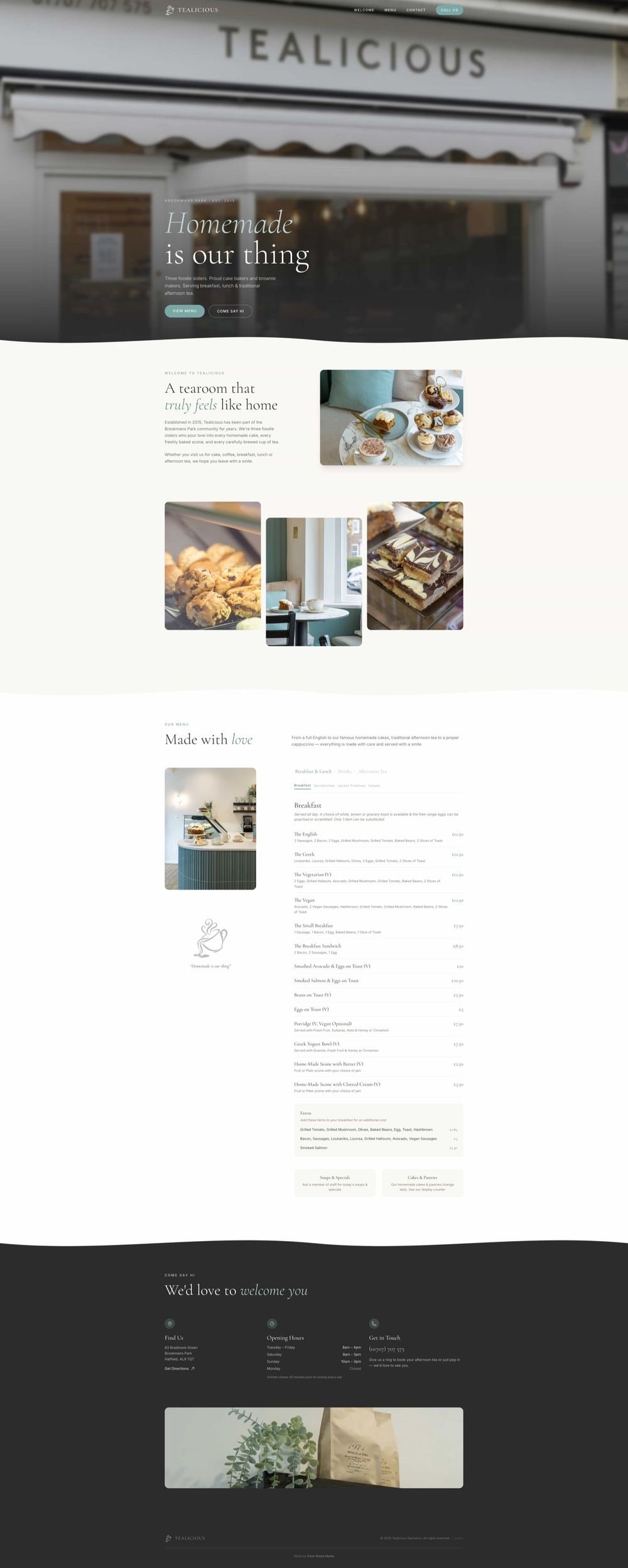 Tealicious Tearooms redesigned website