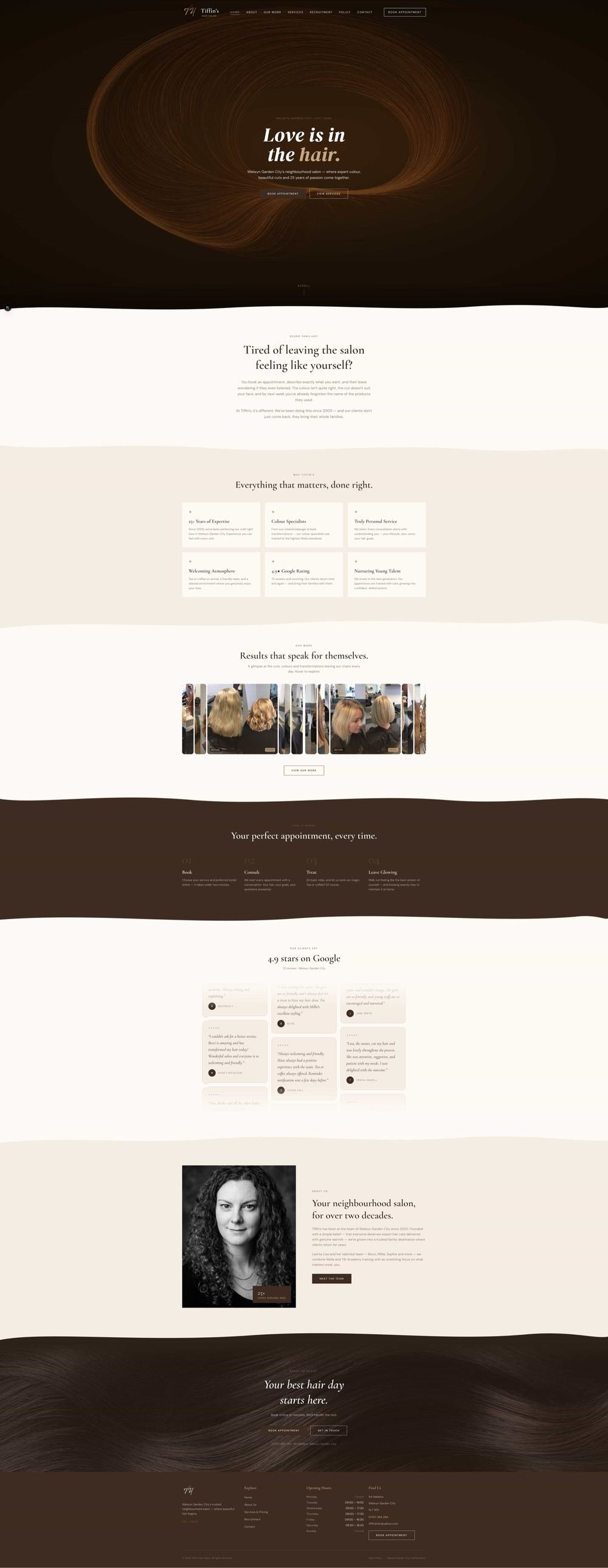 Tiffin's Hair redesigned website