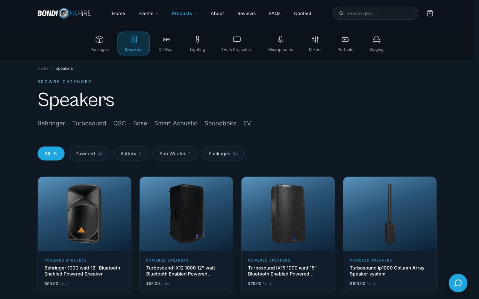 Speakers category page with sort pills