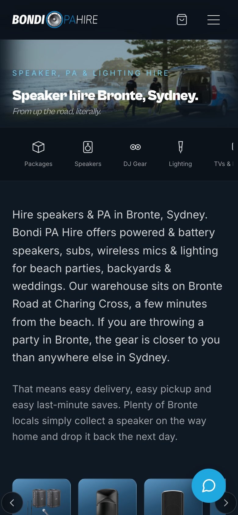 Local landing page on a phone