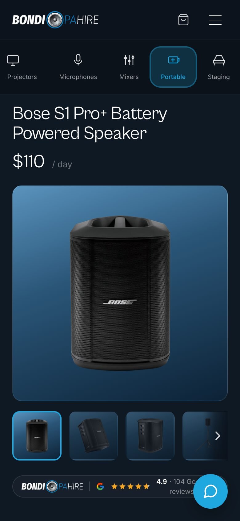 Product page on a phone
