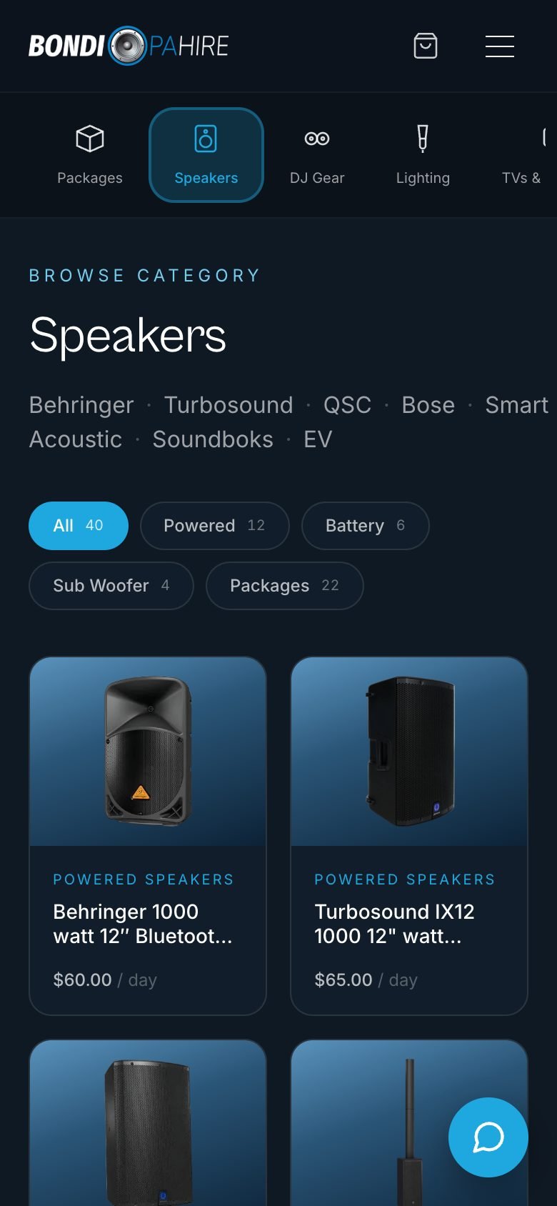 Speakers category on a phone
