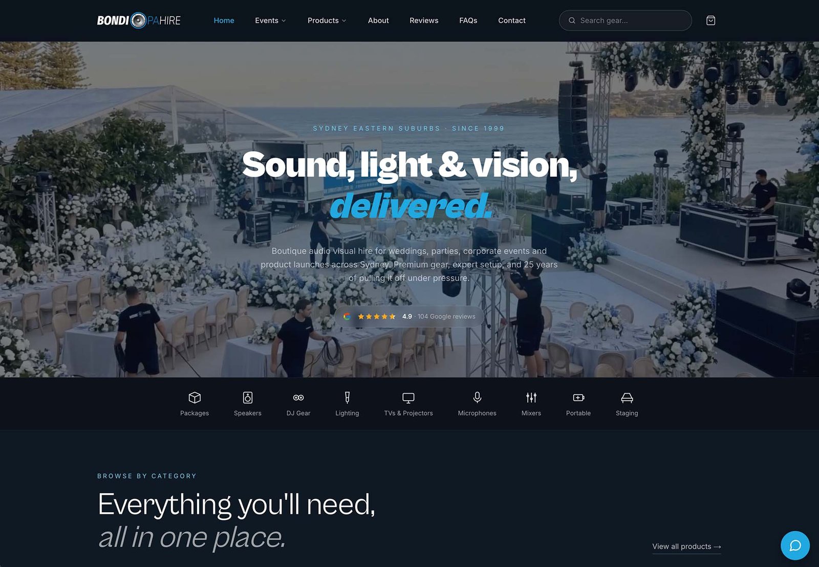 Bondi PA Hire website