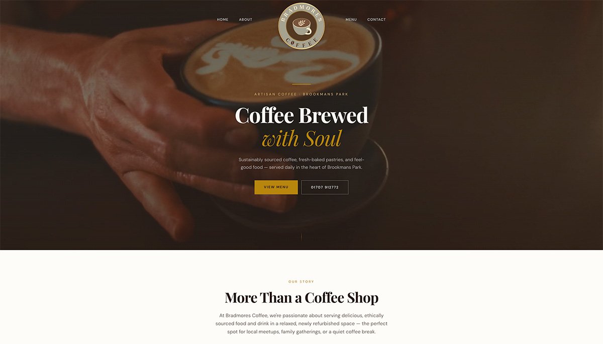 Bradmore's Coffee website preview