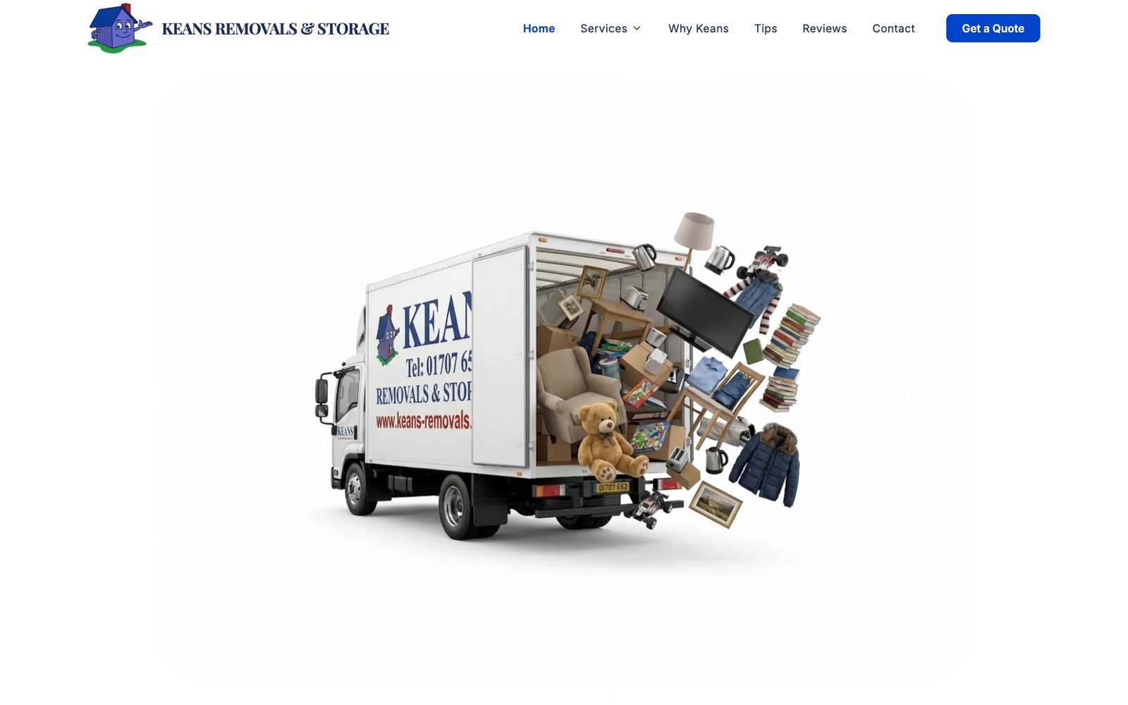 Keans Removals & Storage website