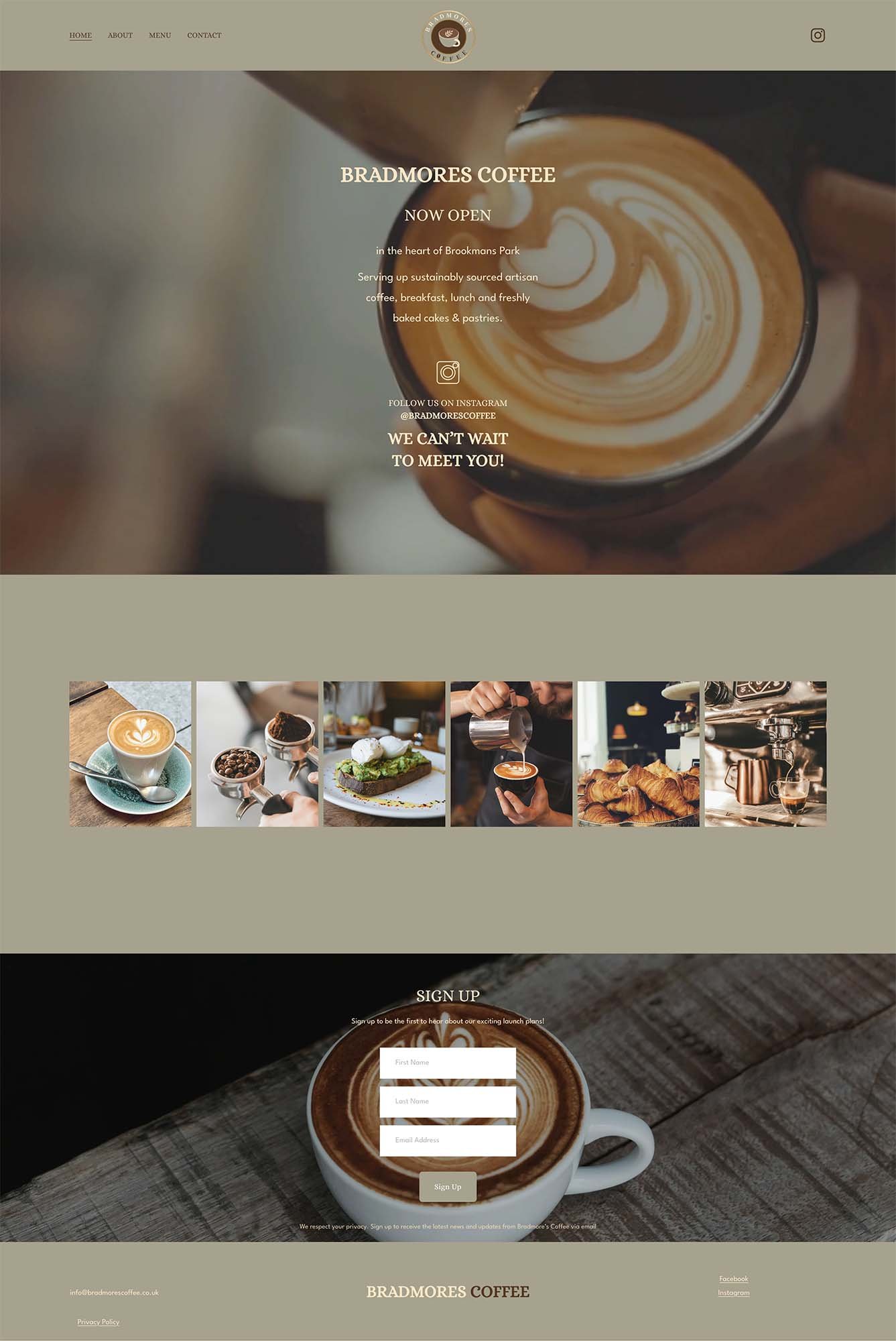 Bradmore's Coffee old website