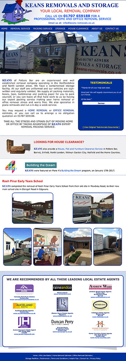 Keans Removals & Storage old website