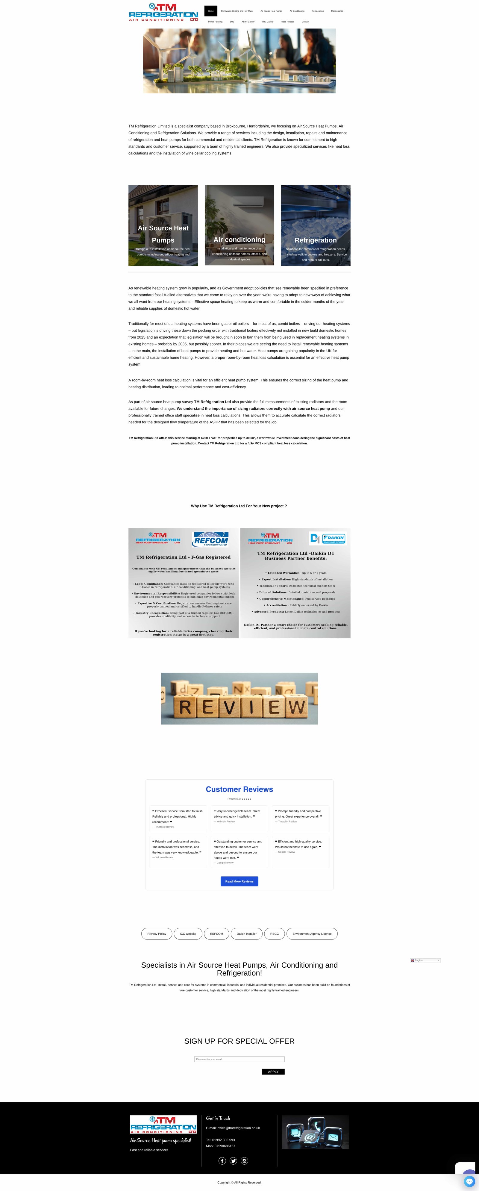 TM Refrigeration old website