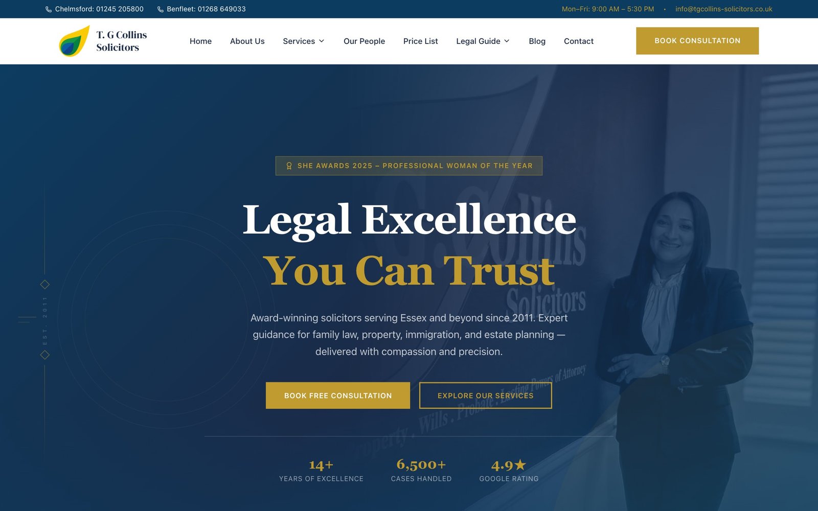T.G. Collins website preview