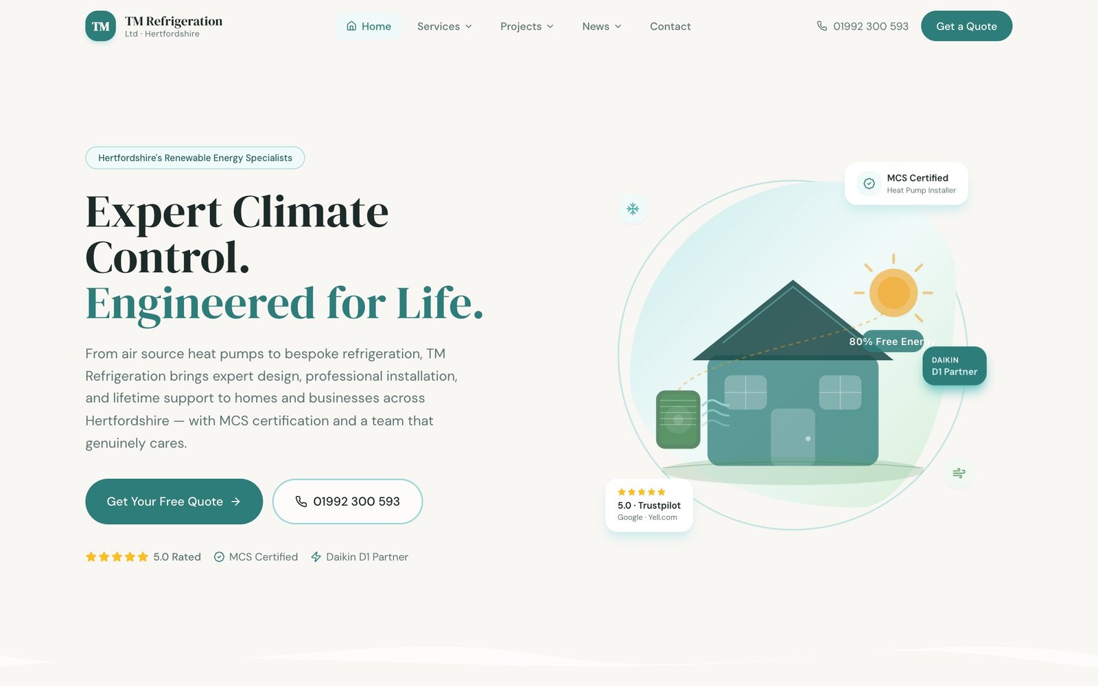TM Refrigeration website preview