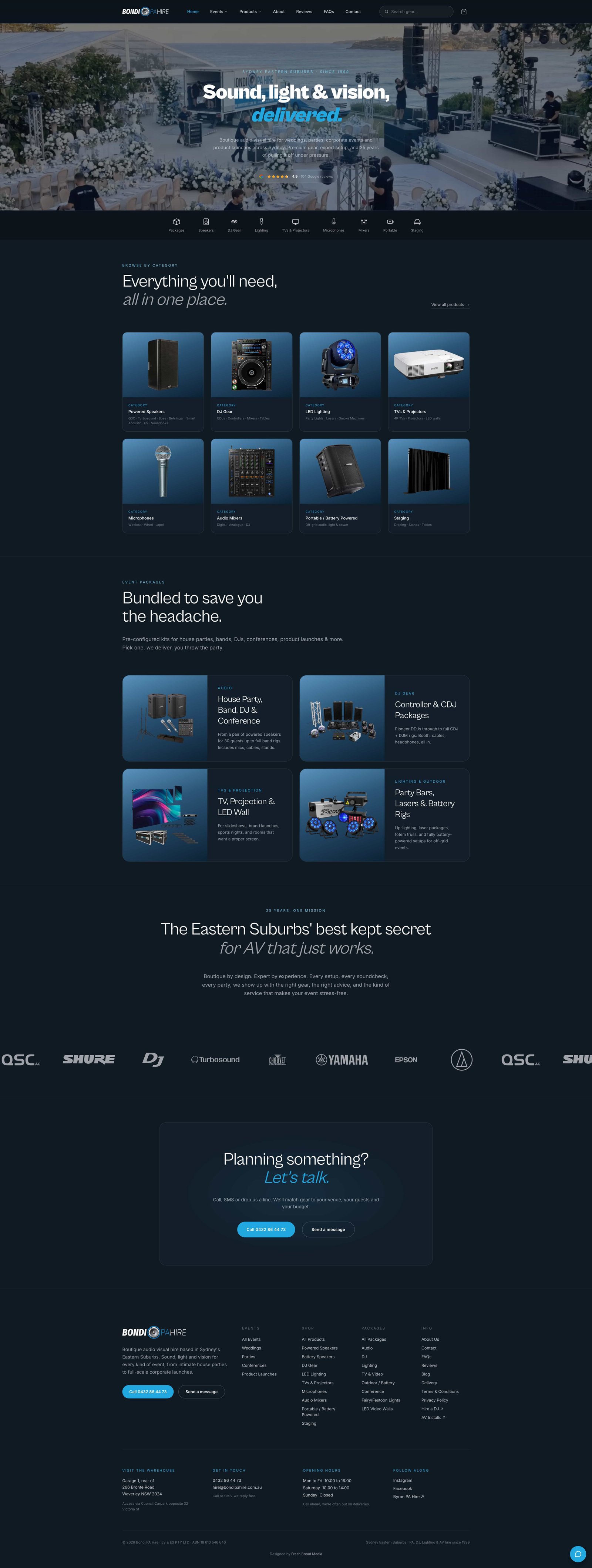 Bondi PA Hire new website